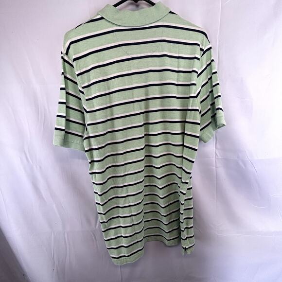 Chaps XL POLO Men's Shirt Green stripe Made in India Easy Care short sleeve - Picture 2 of 8